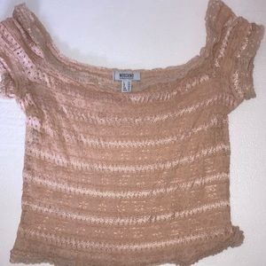 Moschino beige/tan lacy cap sleeve cami/layering piece. Pristine. Made in Italy